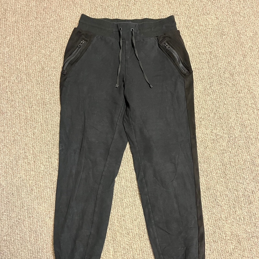 Blanc Noir Black Joggers with Velvet Sides Size XS